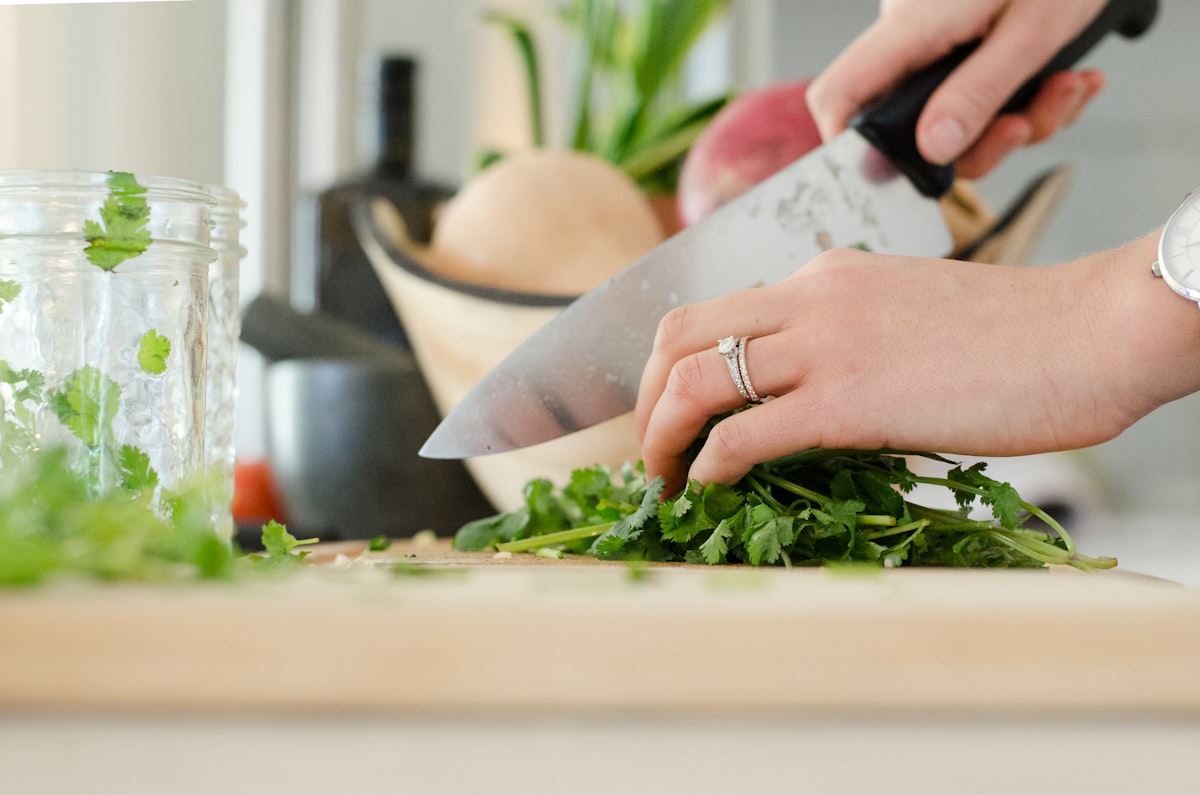 Healthy cooking preparation with fresh vegetables and ingredients